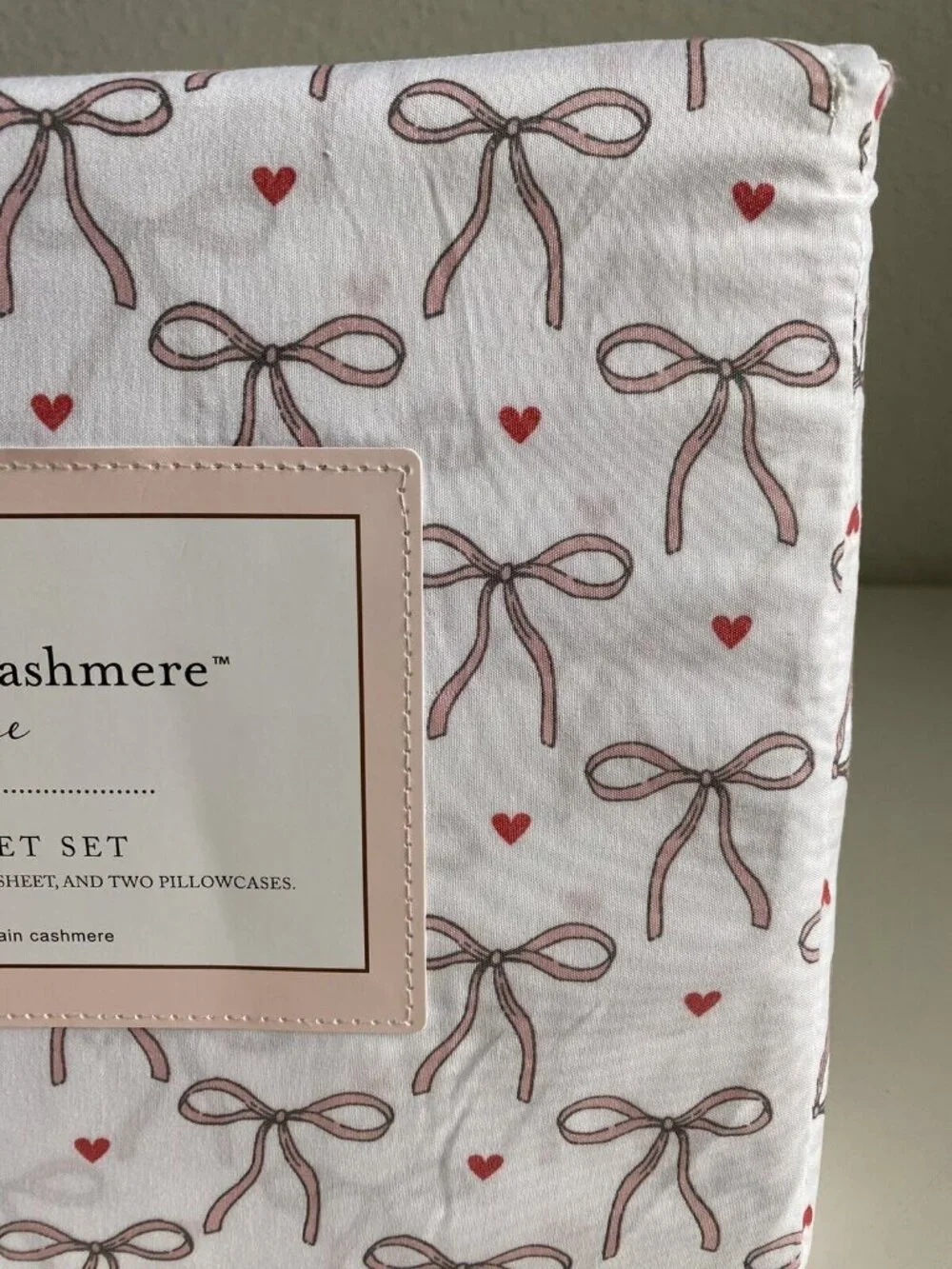 Cupcakes &‎ Cashmere Pink Bows And Hearts QUEEN SIZE Sheet Set Coquette NEW